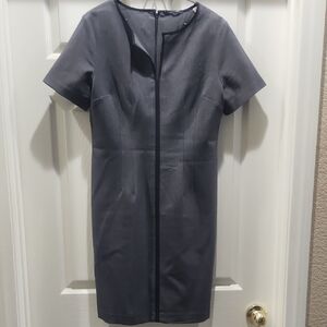 T Tahari Charcoal Short Sleeve Mini Dress